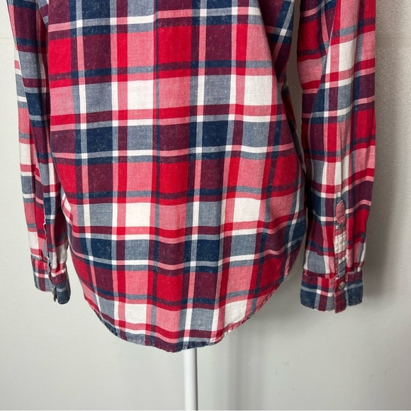 Universal Thread Red Blue Checkered Plaid Button Up Shirt Size XS - Picture 7 of 17
